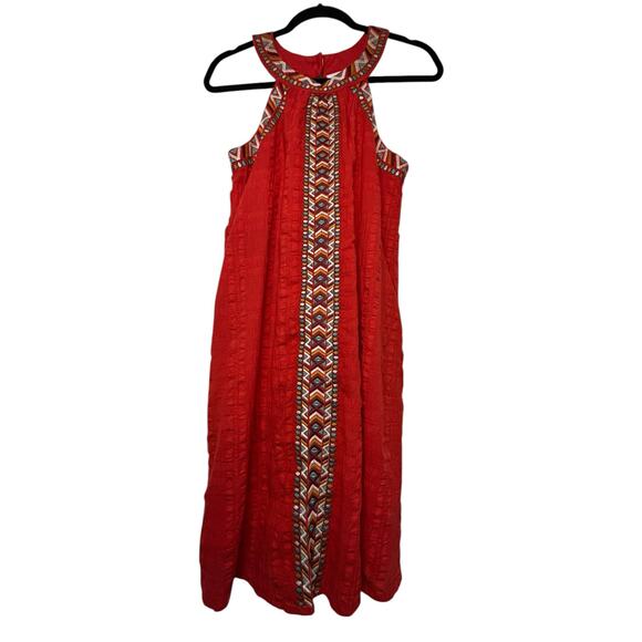 THML Red Embroidered Halter Mini Dress - Size S - Picture 15 of 16